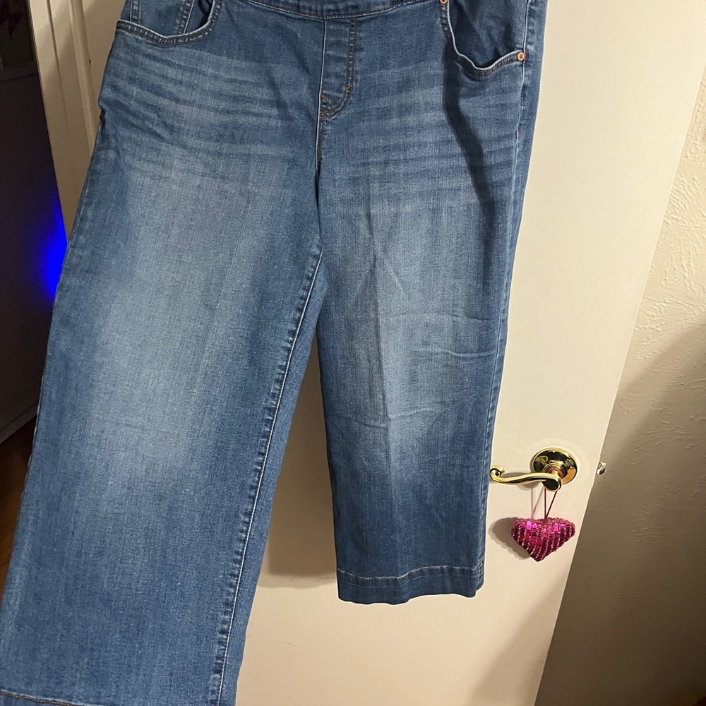 💝 16W Style & Co Classic Blue Wide Crop Leg Jeans - Picture 2 of 10